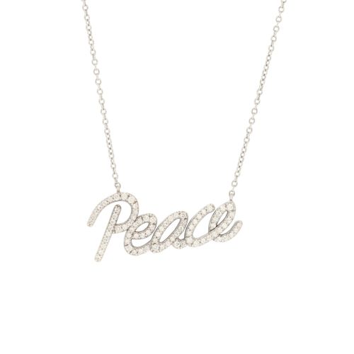 Paloma Picasso Peace Pendant Necklace 18K White Gold with Diamonds Small