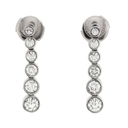 Graduated Jazz Drop Earrings Platinum and Diamonds